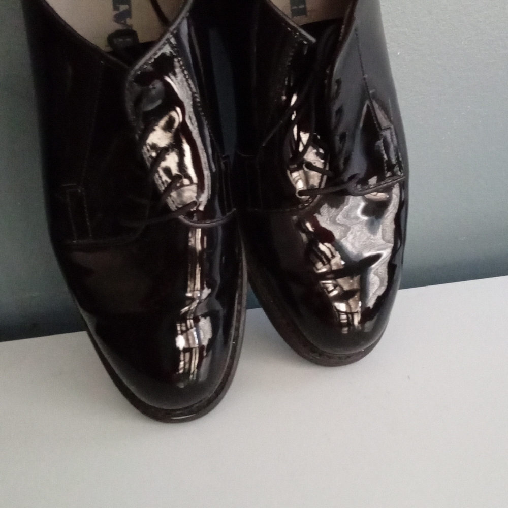 Bates Black Patent‎ Leather Oxford Dress Shoes Men Formal Military Uniform - Picture 4 of 7